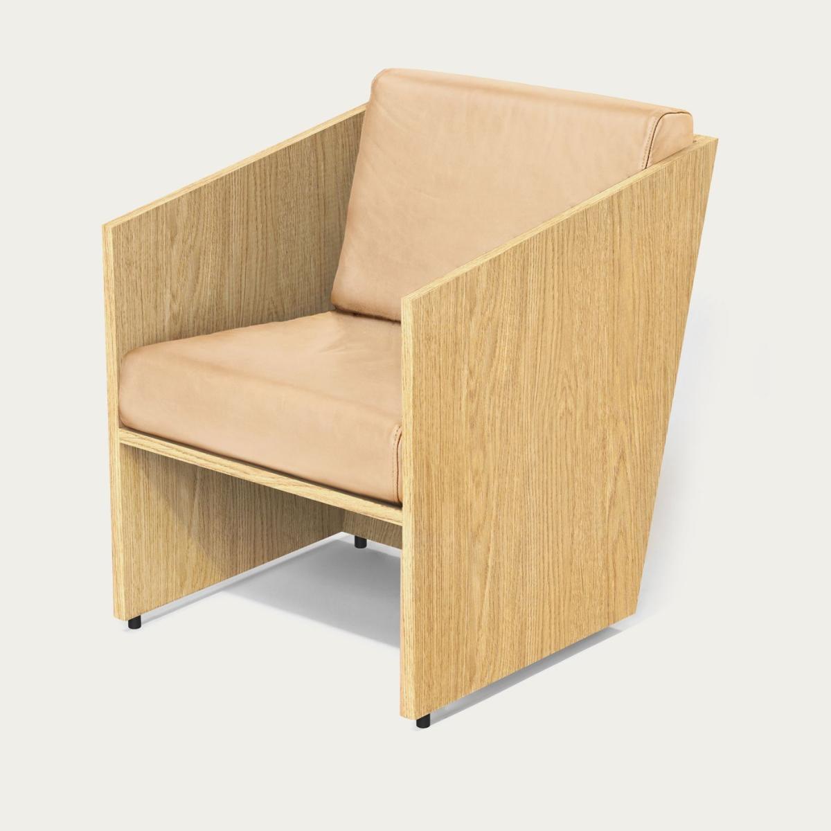 Oak Alcantara Chair with Natural Leather Seat