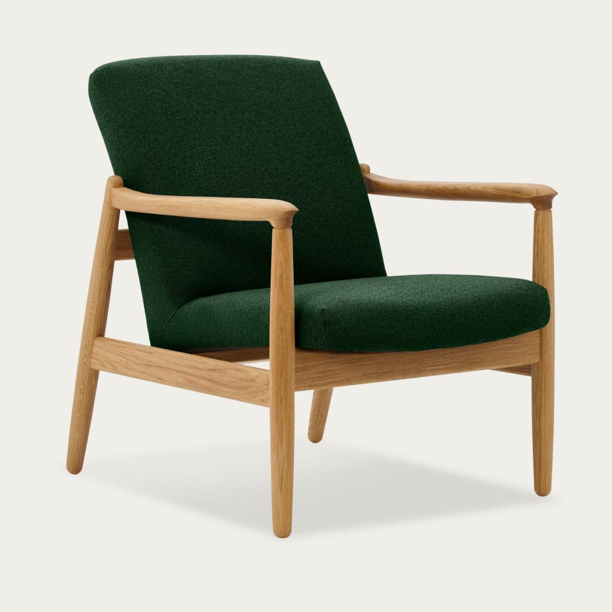 Forest Green H64 Liberty Lowback Armchair - Oak