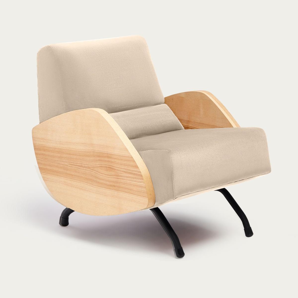Ivory Beige R360 Velvet Armchair - Ash