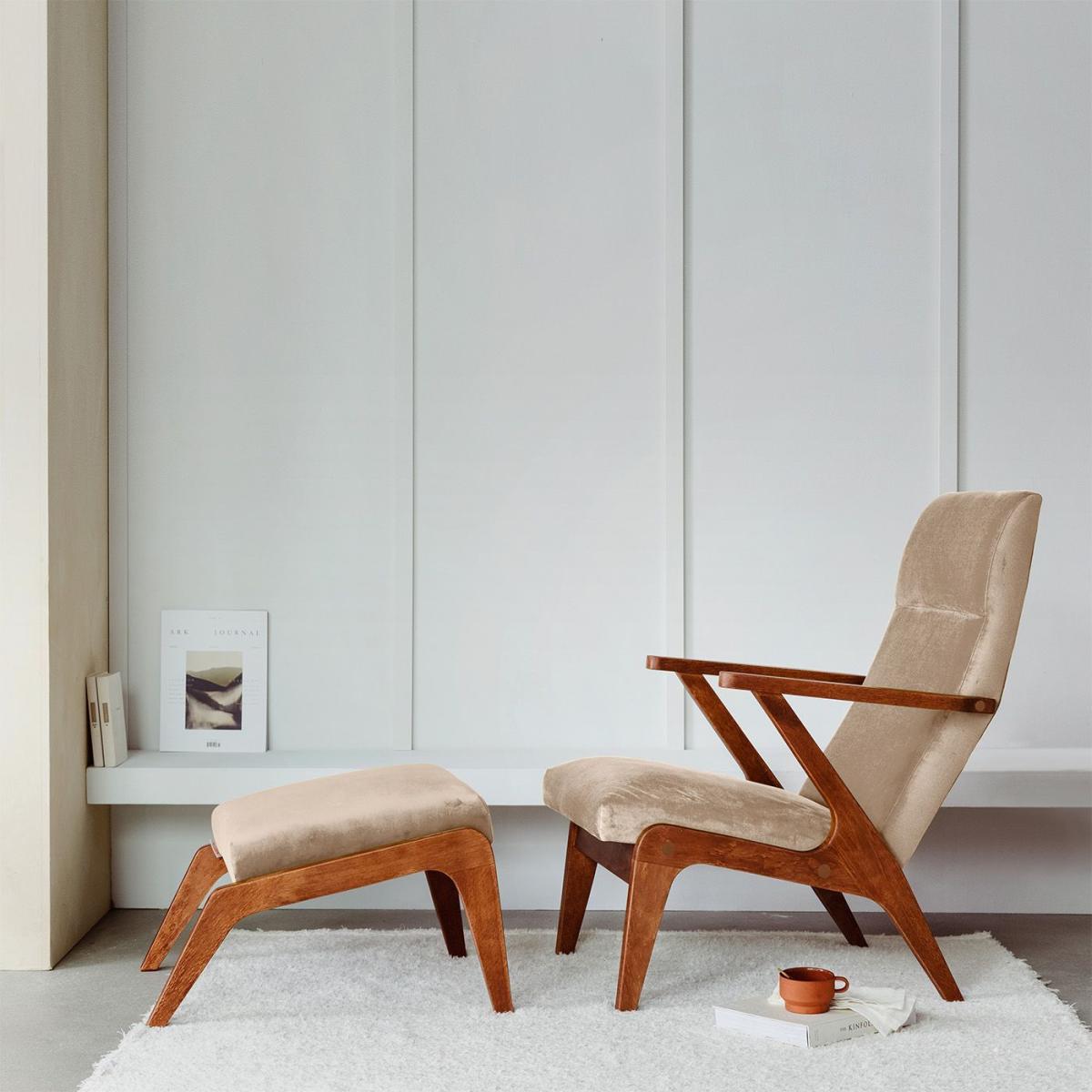 Beige Apollo Lounge Chair Premium Velvet Line – image 2