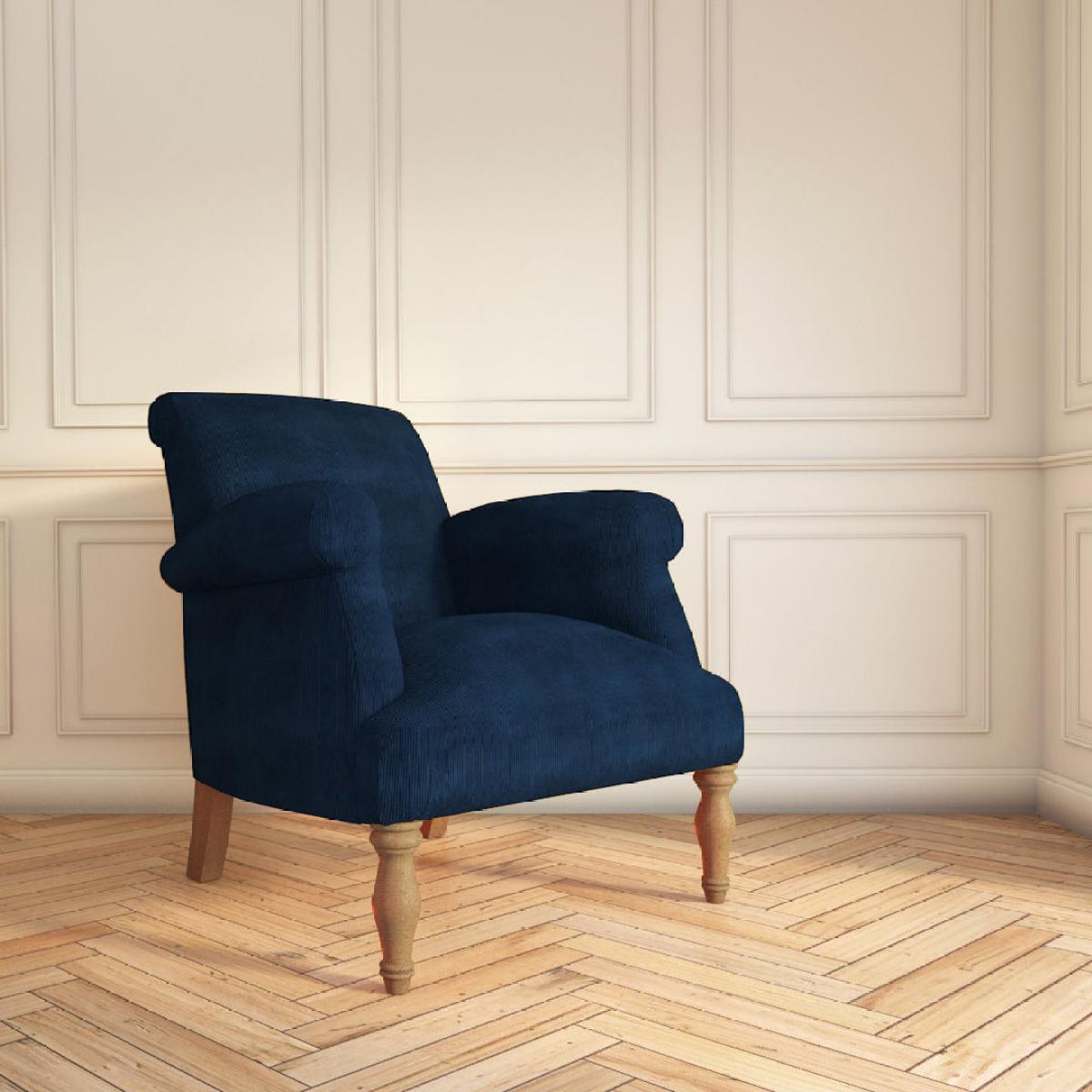 Denim Blue Dickens Corduroy Chair – image 2