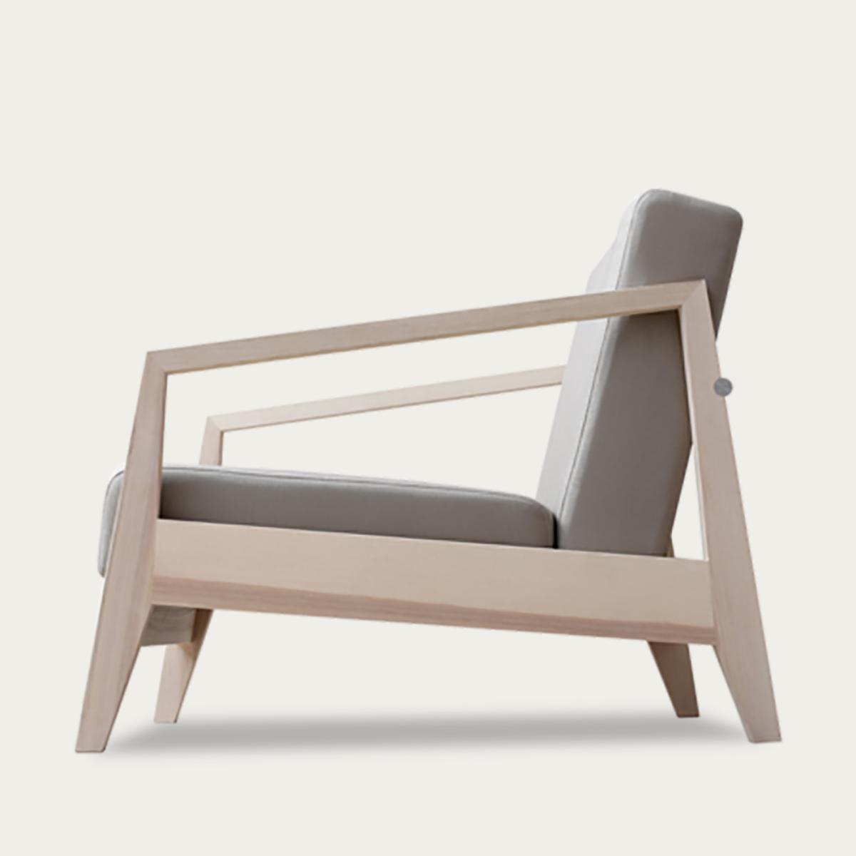 Grey Wood Comfy Armchair – image 1