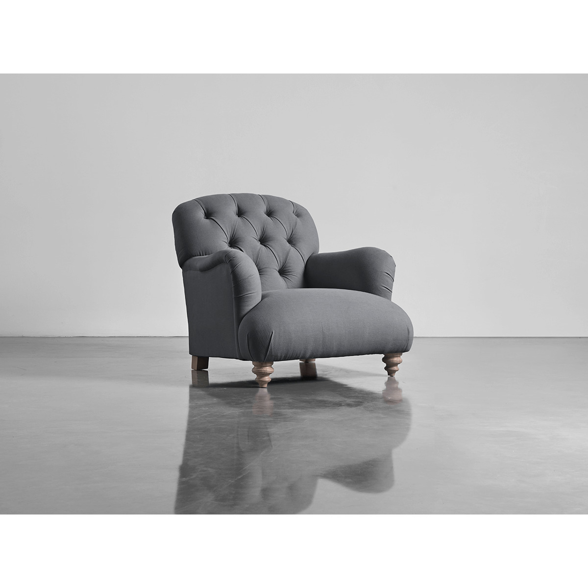 Buttoned Armchair Flint Linen Cotton Blend – image 1