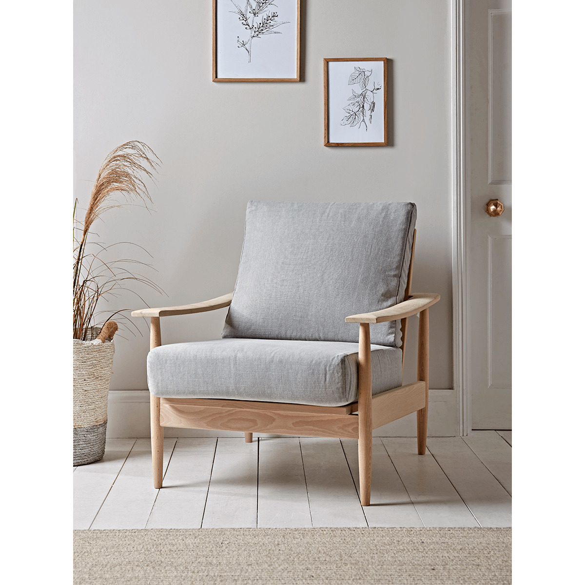 Beech Spindleback Armchair - Soft Grey – image 1