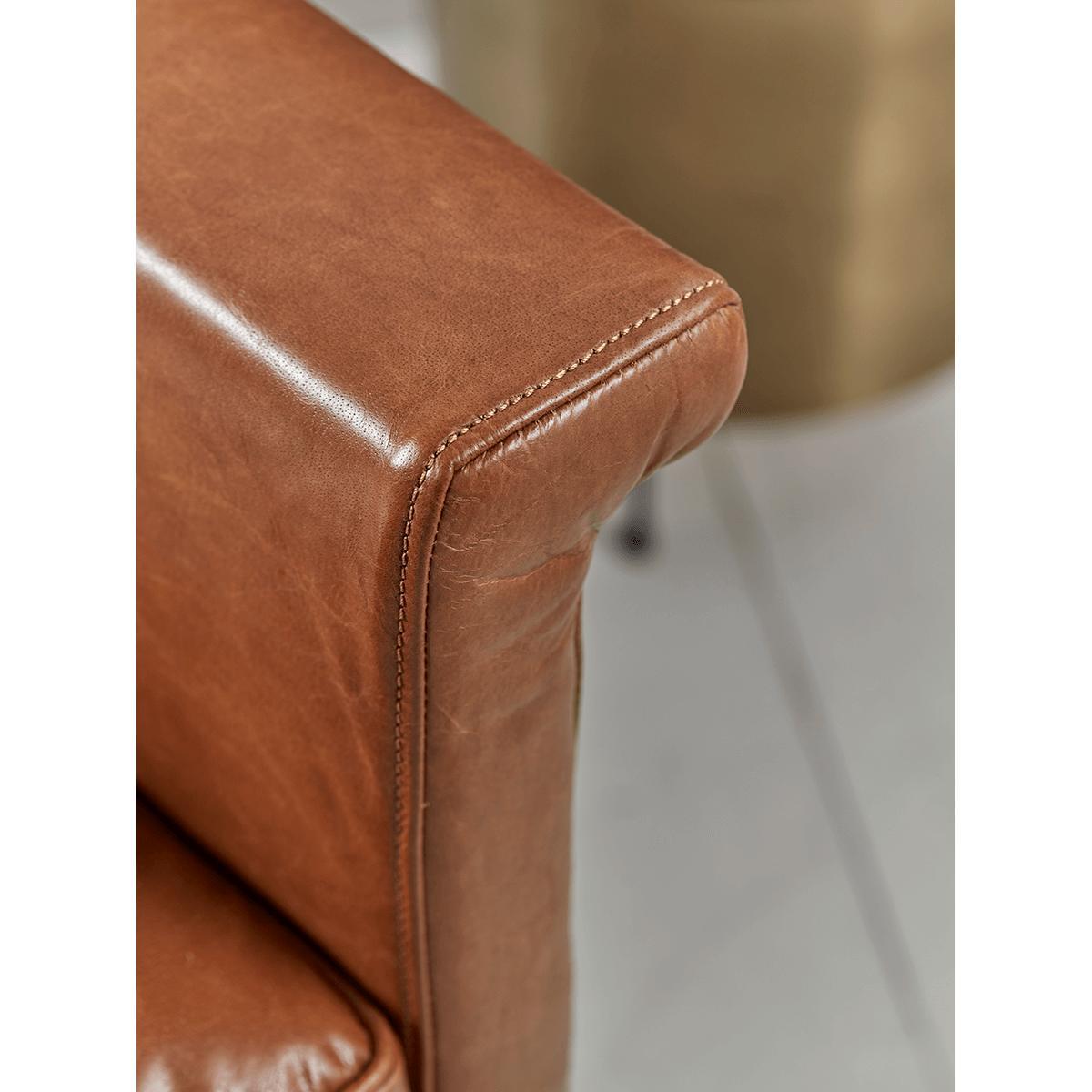 Buttoned Leather Armchair - Tan – image 5