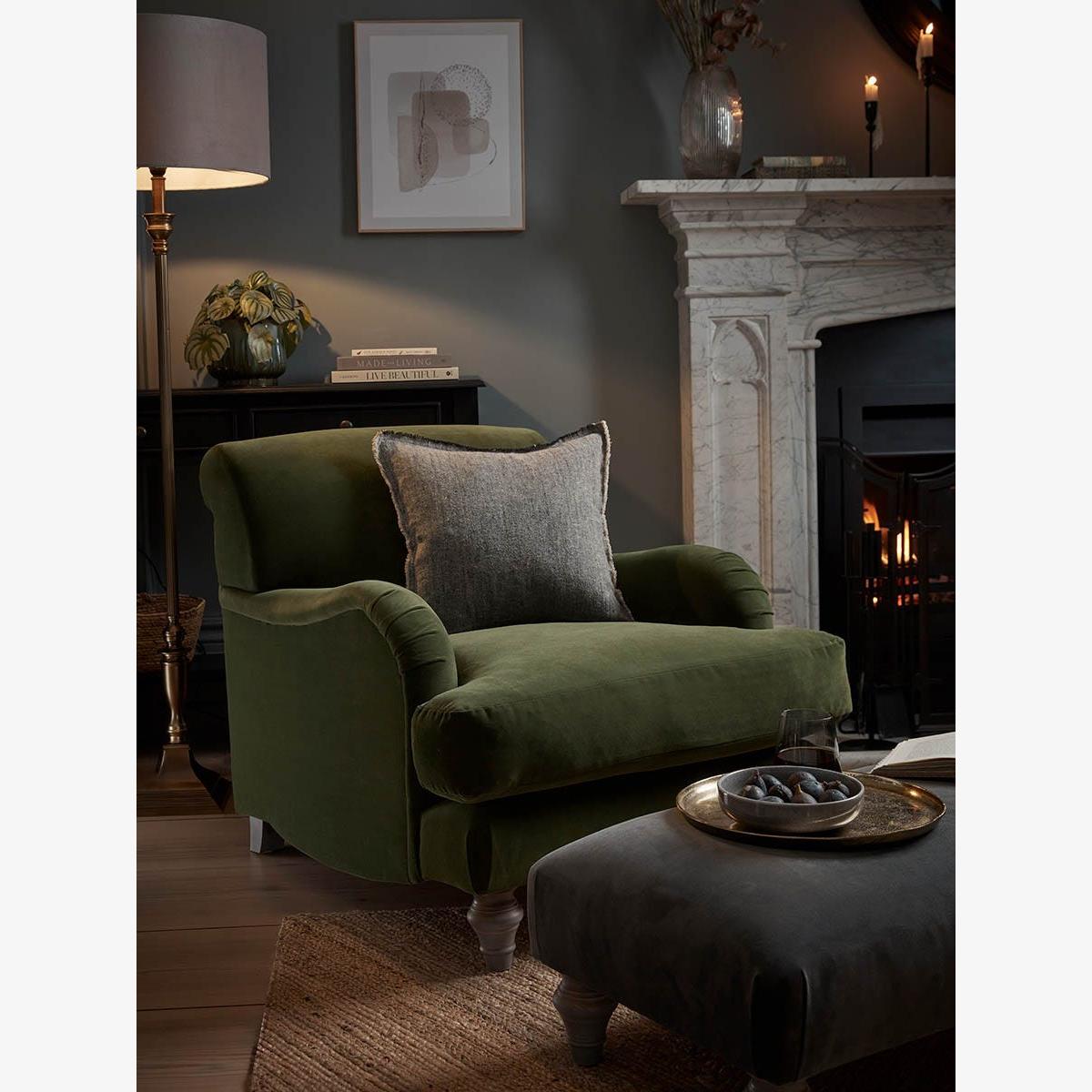 Reine Arm Chair – Vintage Taupe Cotton Stripe – image 1