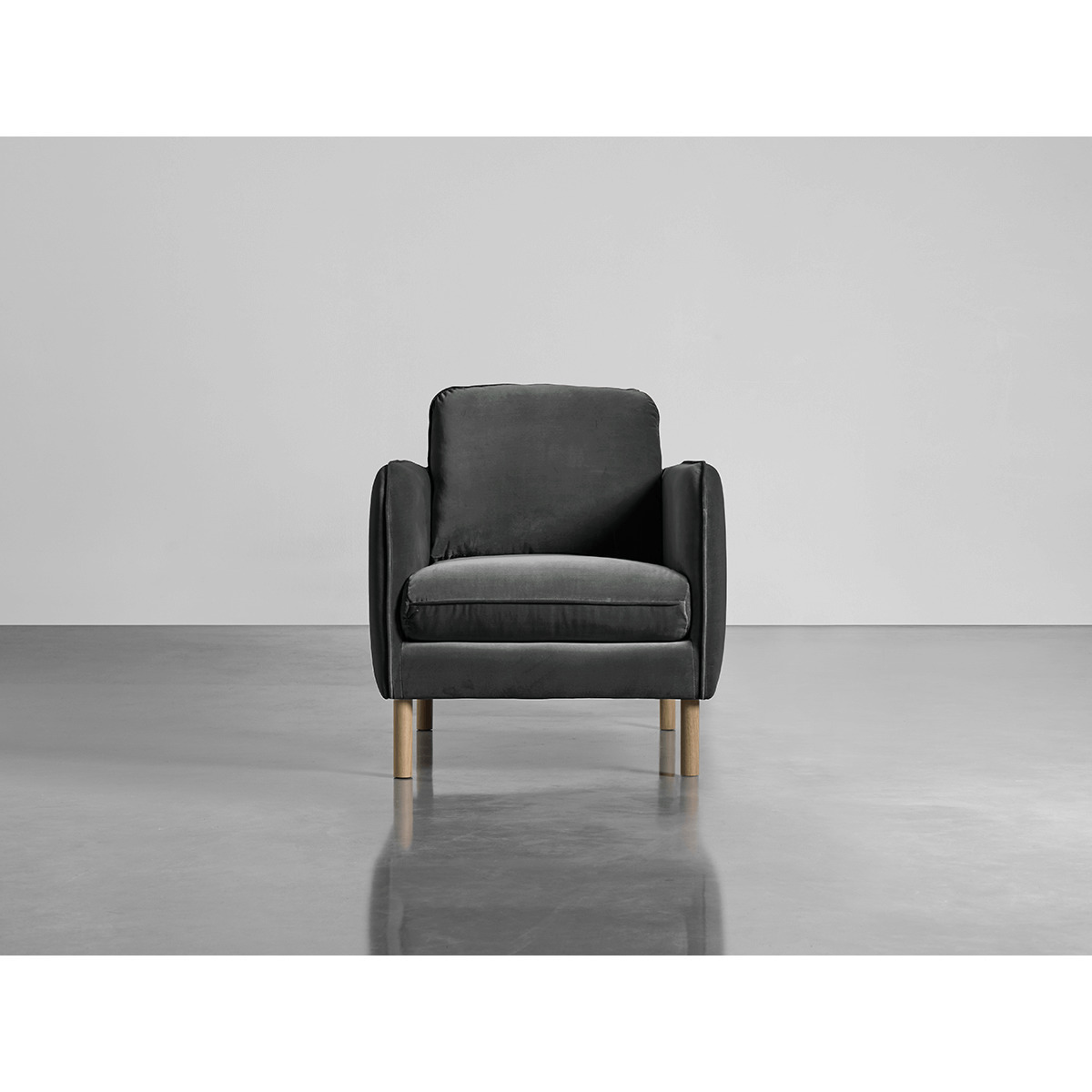 Scandi Armchair Slate Cotton Velvet – image 1
