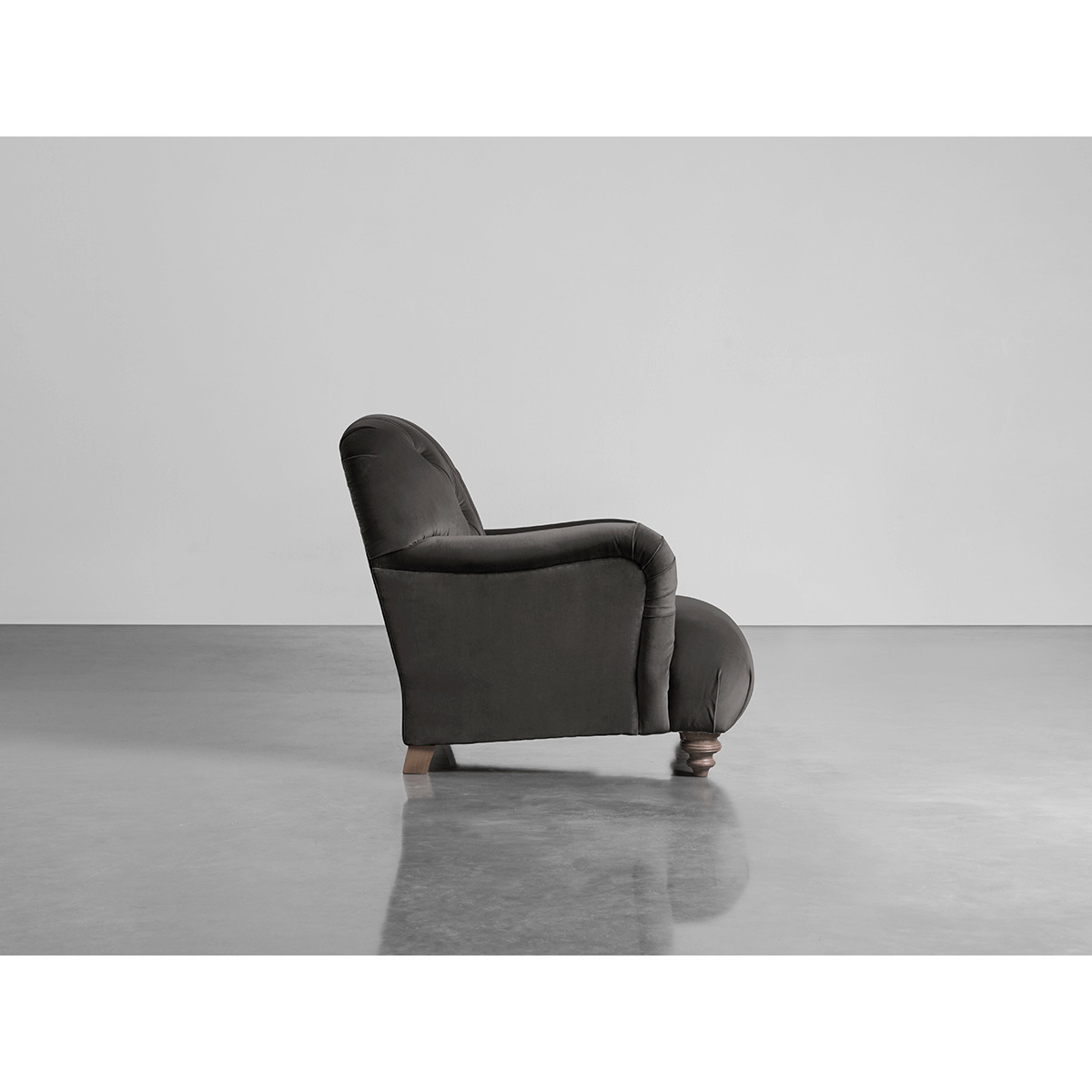 Buttoned Armchair Slate Cotton Velvet – image 2
