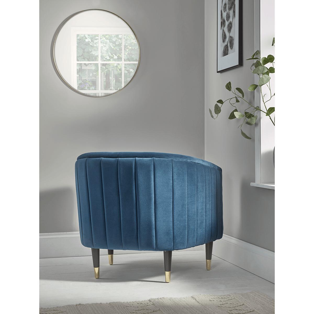 Fluted Velvet Occasional Chair - Blue – image 2