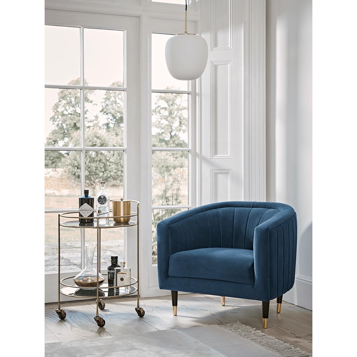 Fluted Velvet Occasional Chair - Blue – image 3