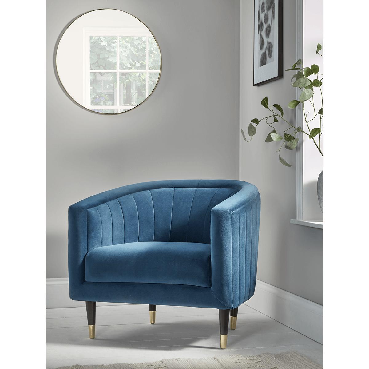 Fluted Velvet Occasional Chair - Blue – image 1