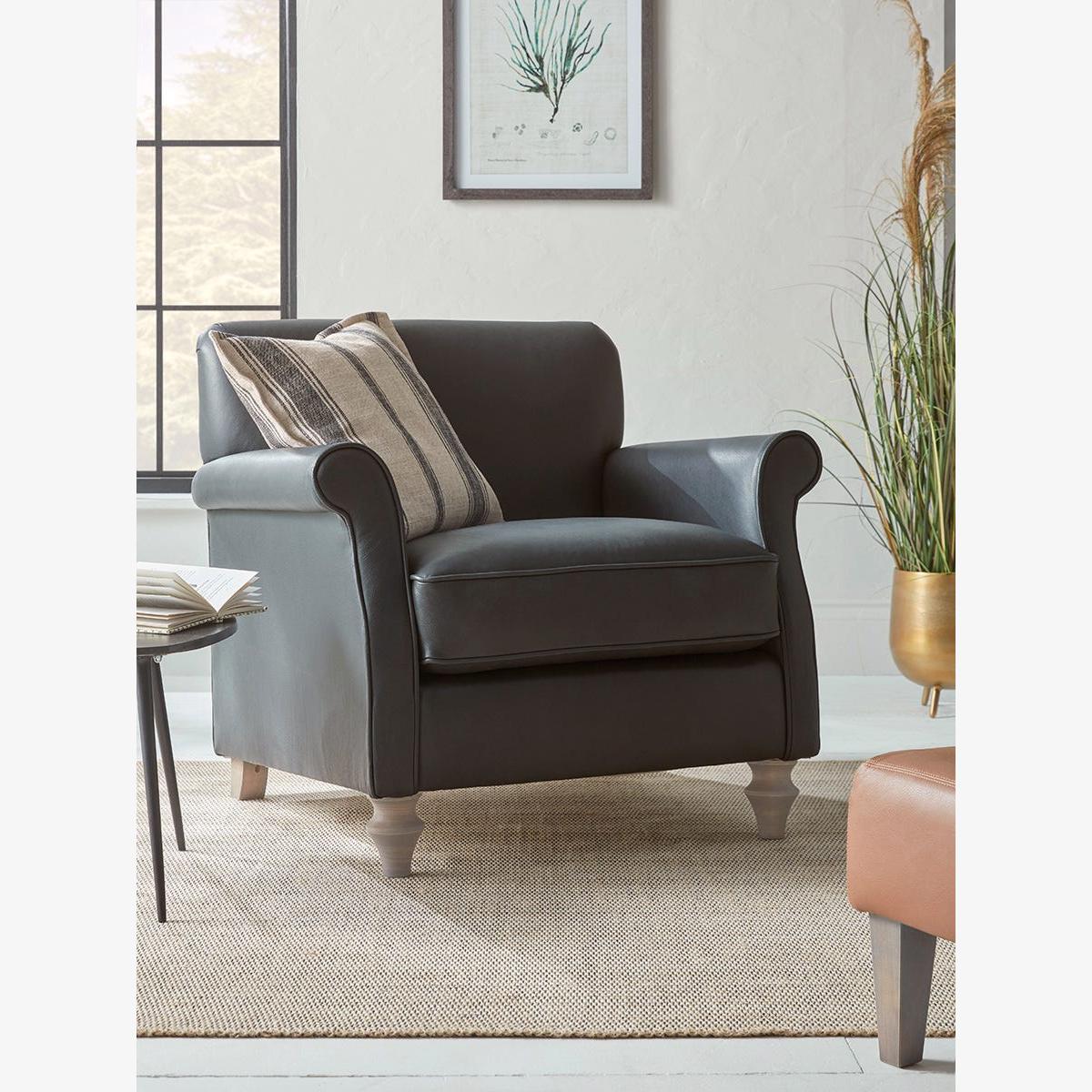Giverny Armchair – Grey Leather – image 1