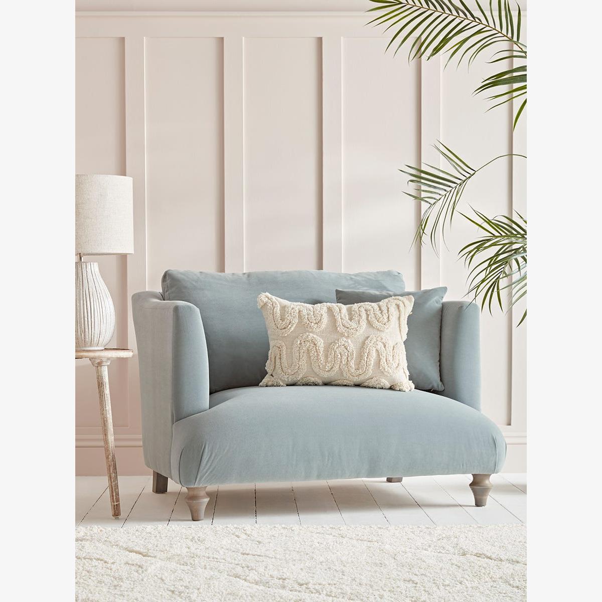 Geneve Love Seat – Vintage Olive Cotton Linen – image 1