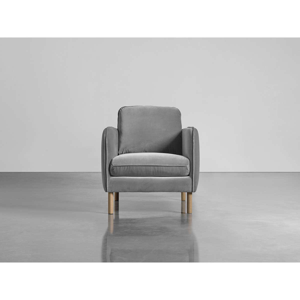 Scandi Armchair Swedish Grey Cotton Velvet – image 1