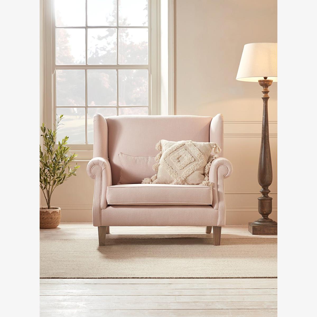 Salla Armchair – Soft Rose Cotton Linen