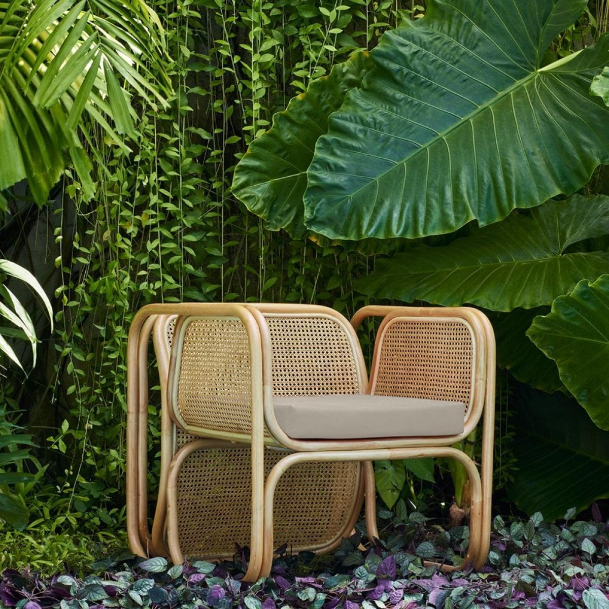 Kupu Kupu Rattan Armchair, Khaki Green – image 2