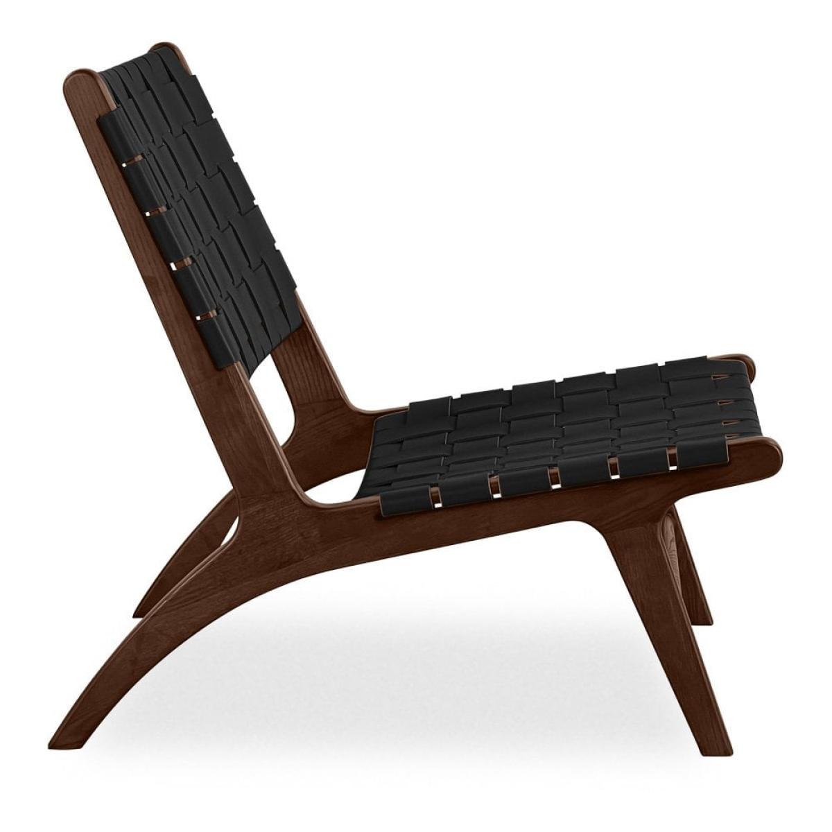 Baxter Armchair, Black Leather & Walnut – image 4