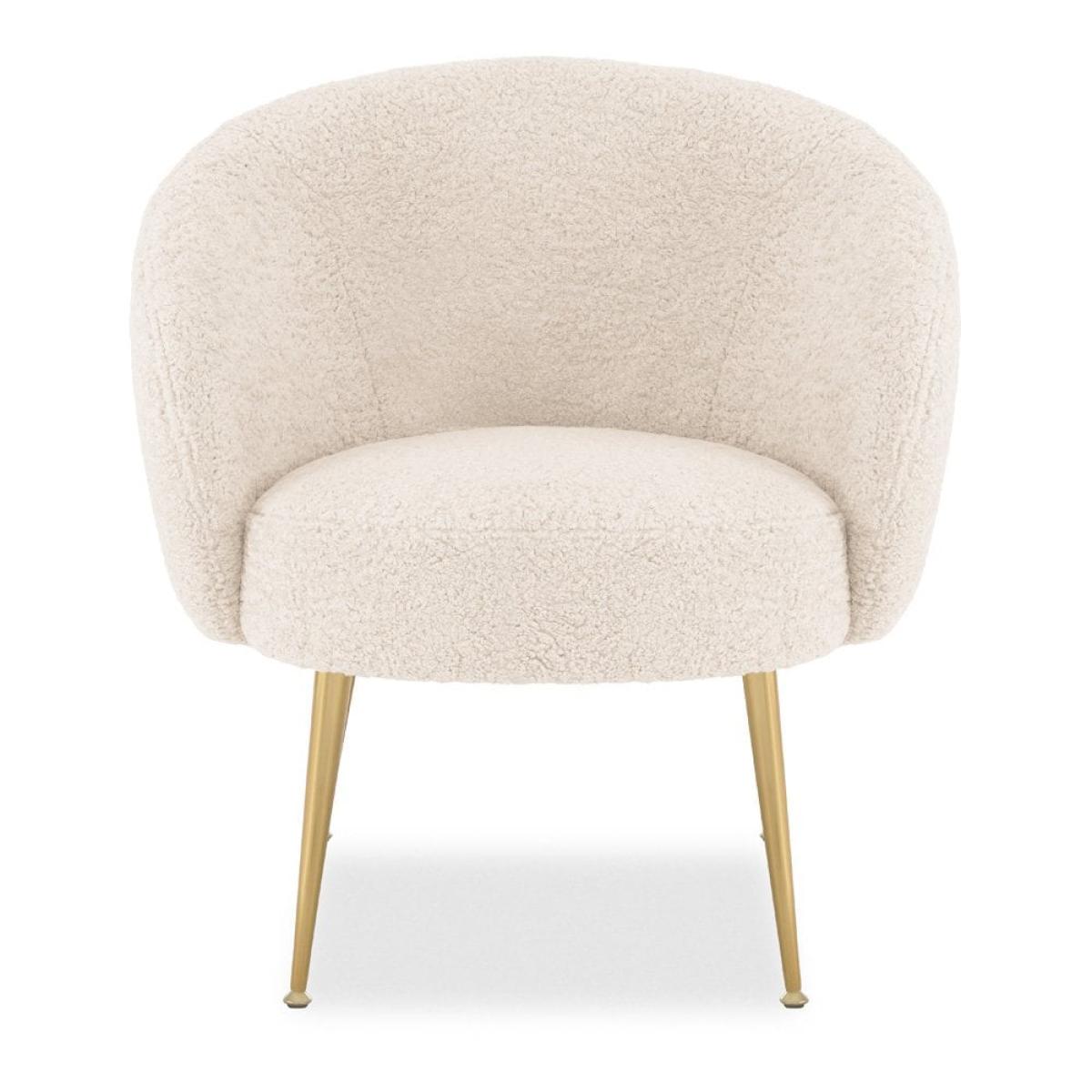 Ella Accent Armchair, Ivory White Boucle & Brass Leg Colour: Brass – image 3