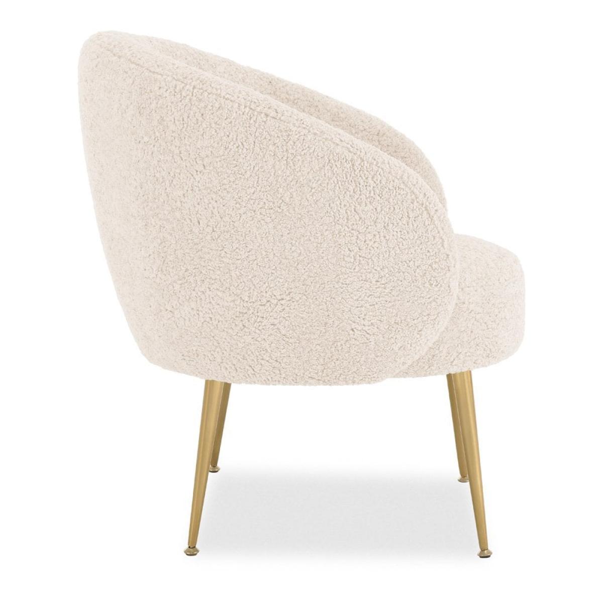 Ella Accent Armchair, Ivory White Boucle & Brass Leg Colour: Brass – image 4