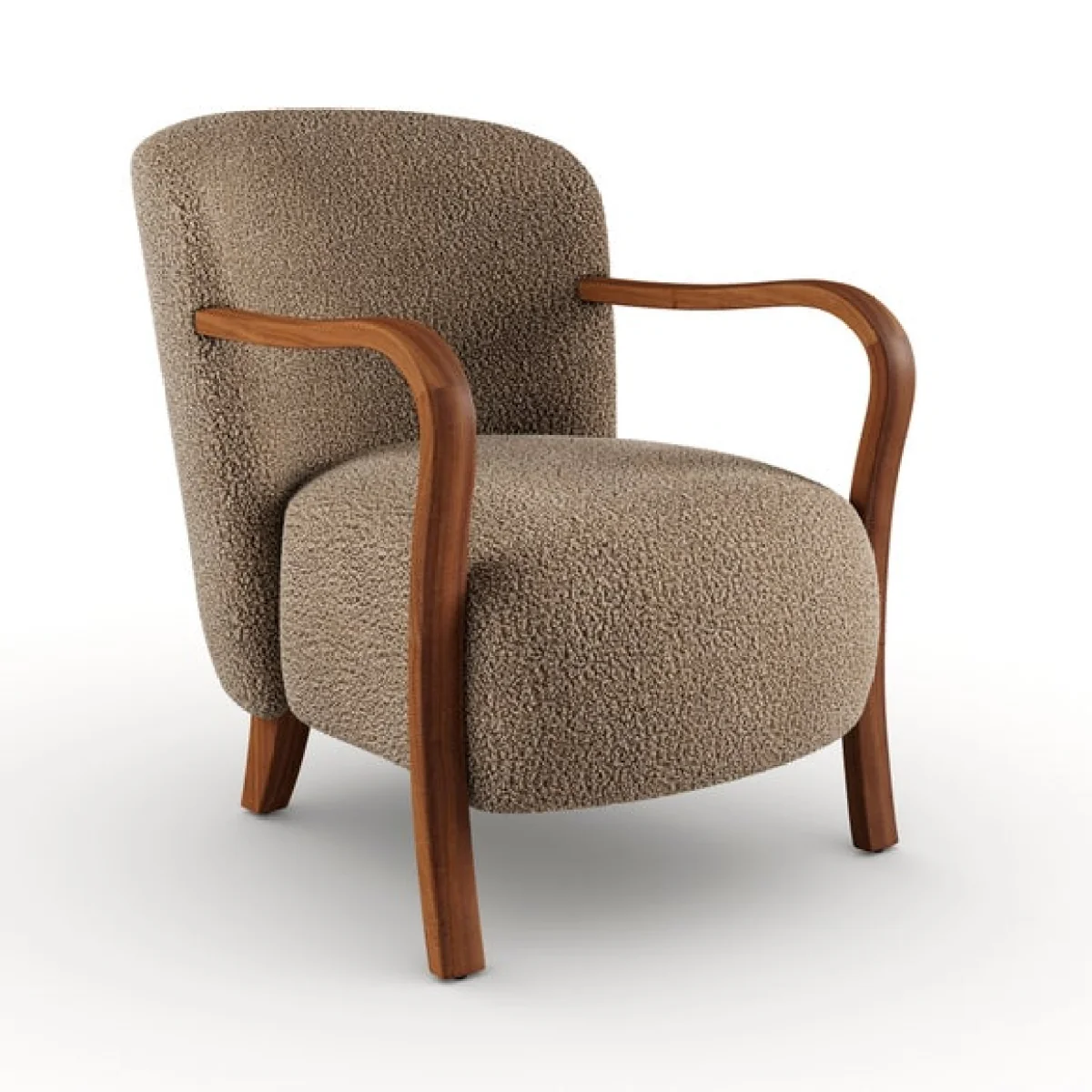 Clara Fluffy Sherpa Wooden Arm Accent Chair – image 7