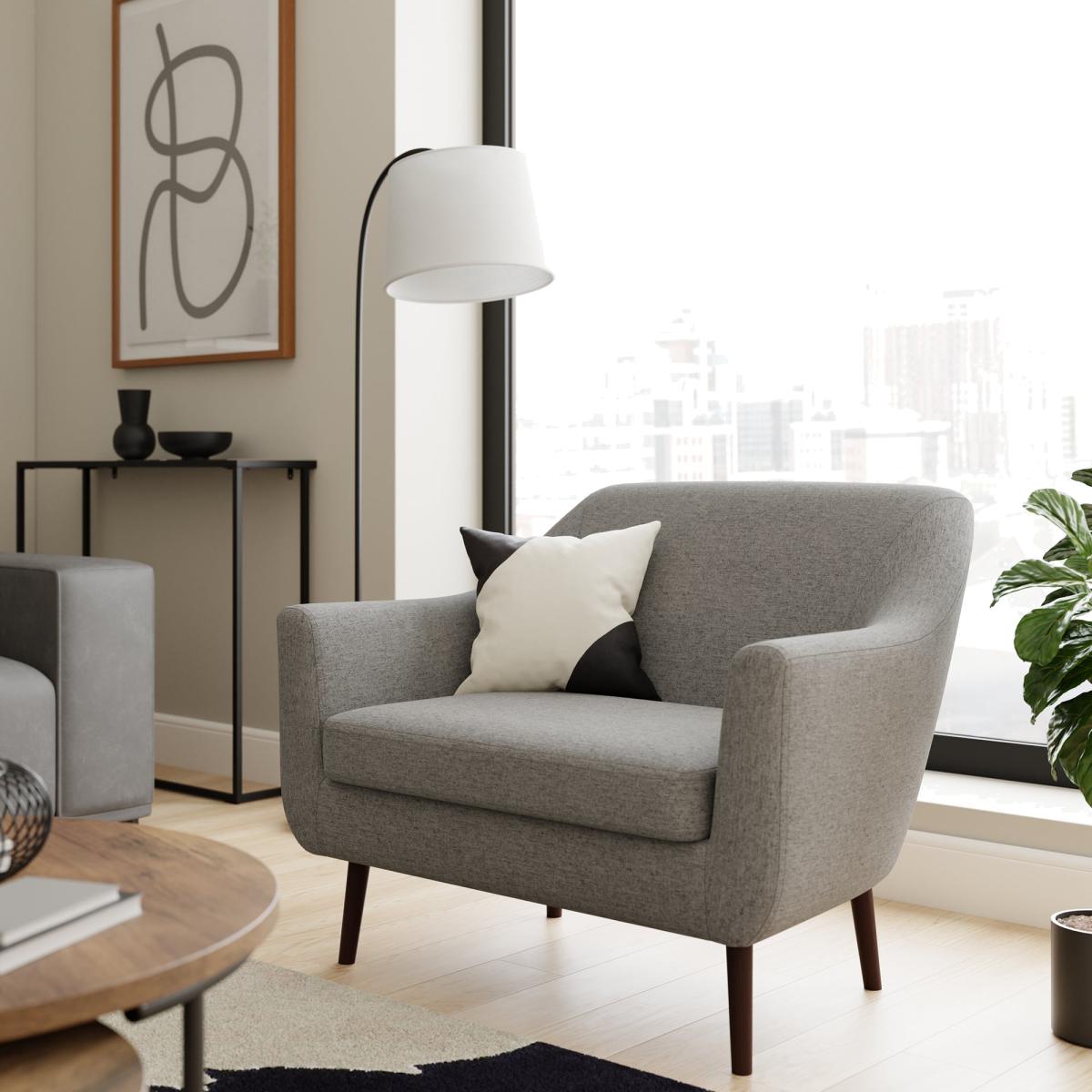 Eddie Fabric Large Armchair Grey – image 1