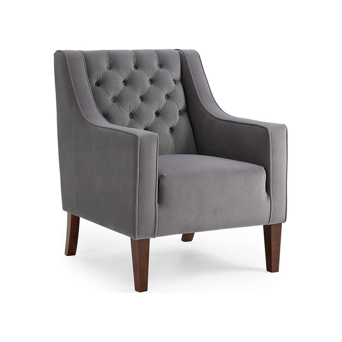 Isabel Velvet Chesterfield Armchair Grey – image 1