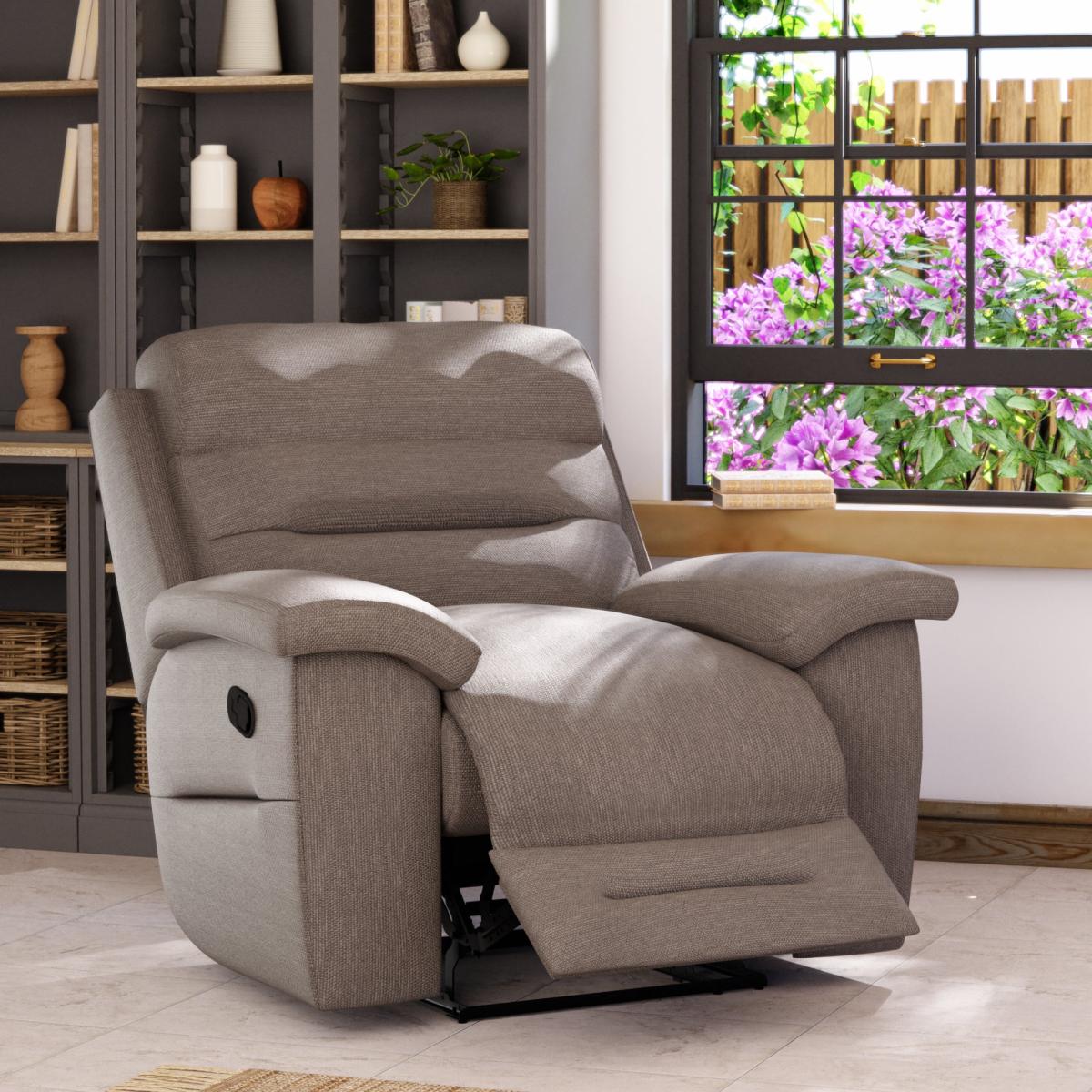 Lulworth Manual Recliner Armchair Honeycomb Chenille Latte – image 2