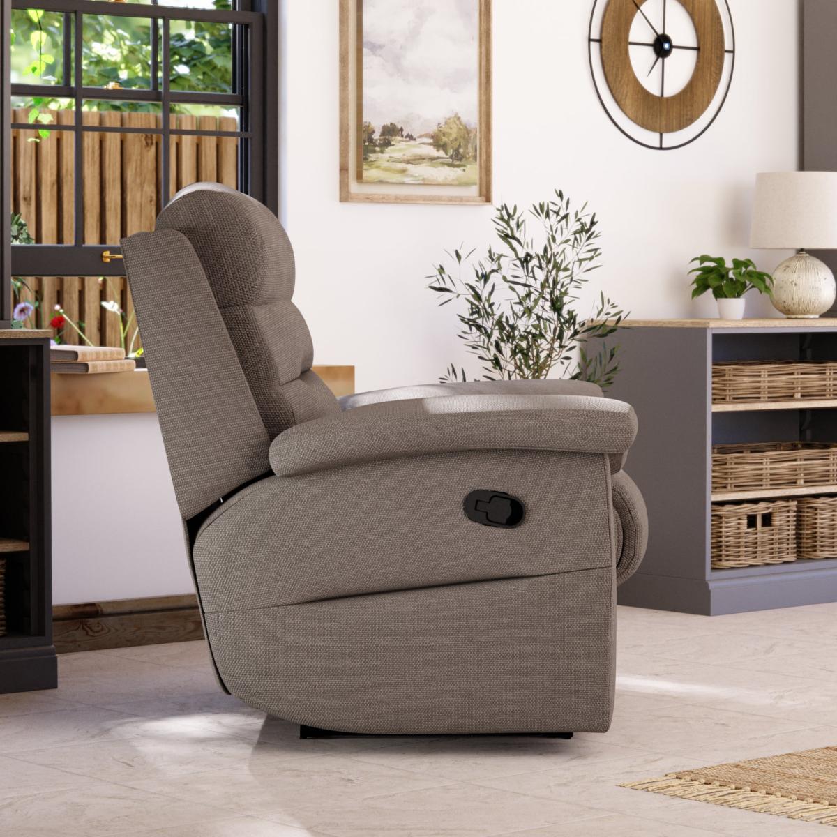Lulworth Manual Recliner Armchair Honeycomb Chenille Latte – image 4