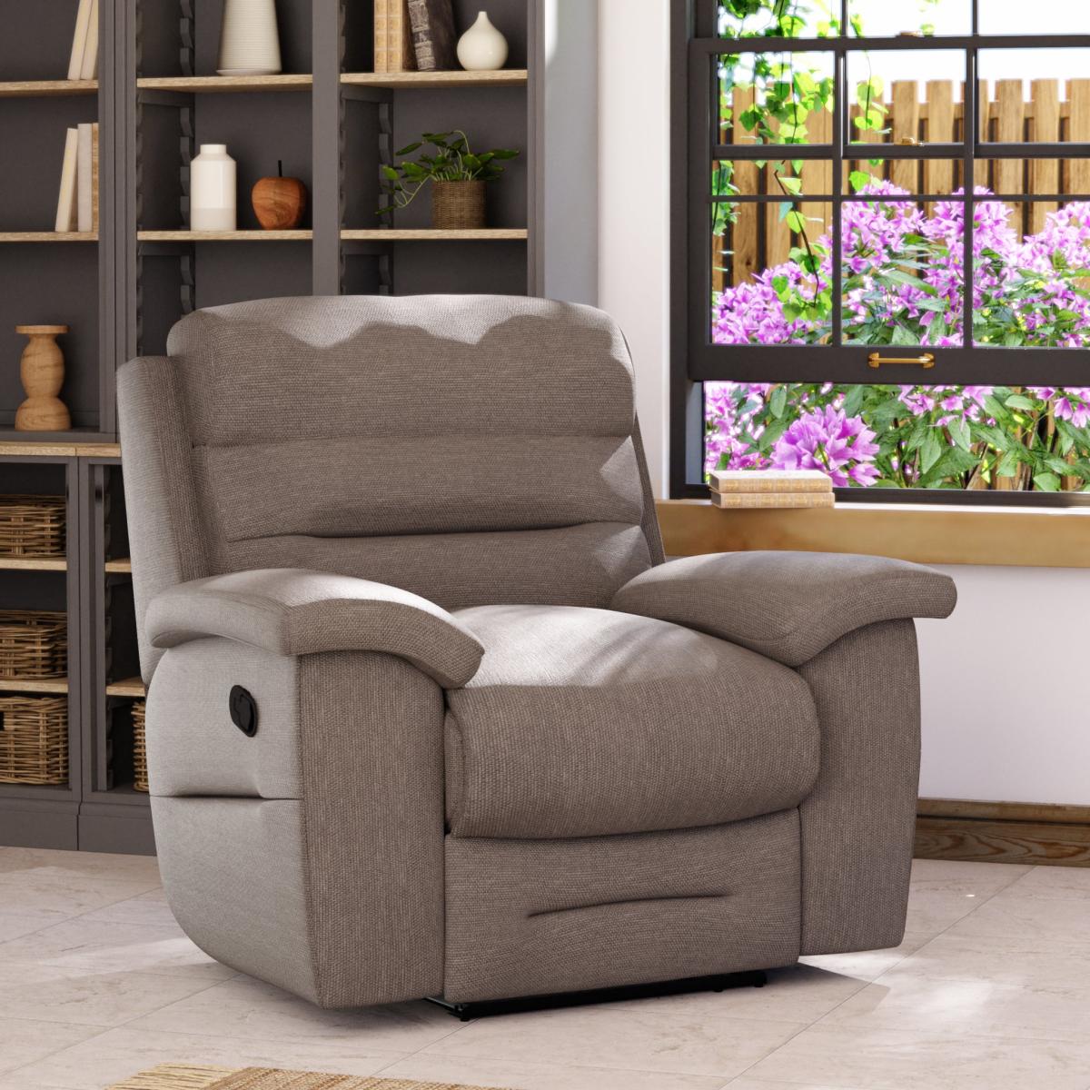 Lulworth Manual Recliner Armchair Honeycomb Chenille Latte – image 1