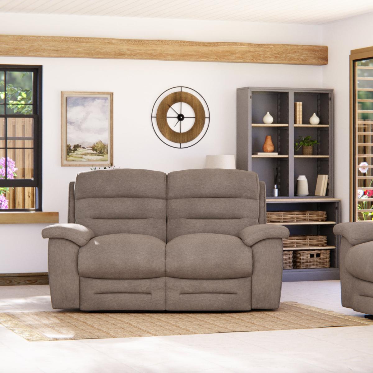 Lulworth 2 Seater Power Recliner Sofa Honeycomb Chenille Latte – image 3