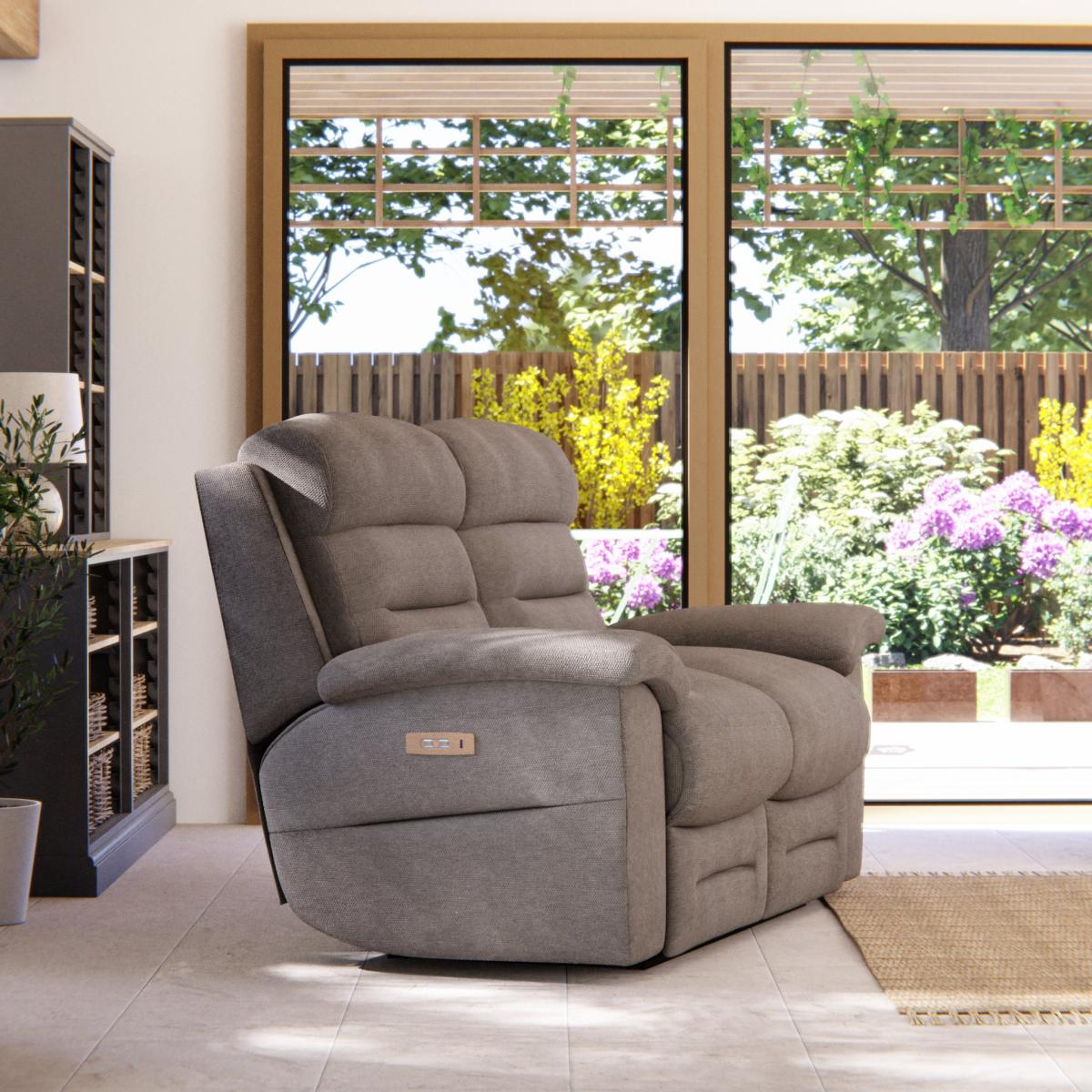 Lulworth 2 Seater Power Recliner Sofa Honeycomb Chenille Latte – image 4