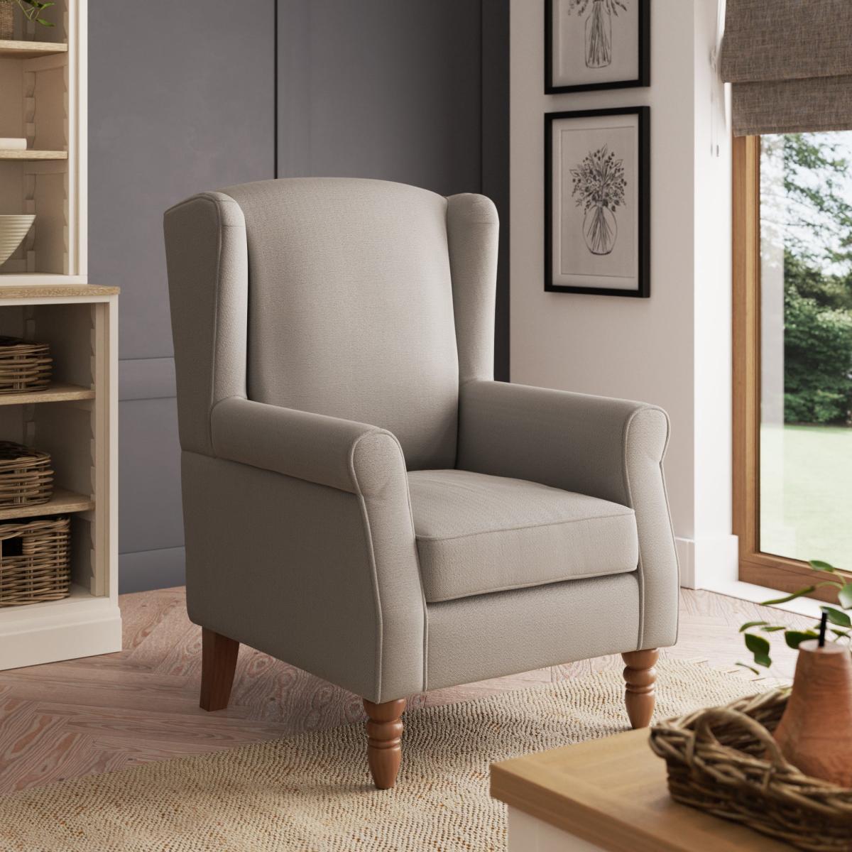 Oswald Grey Herringbone Armchair Grey – image 1