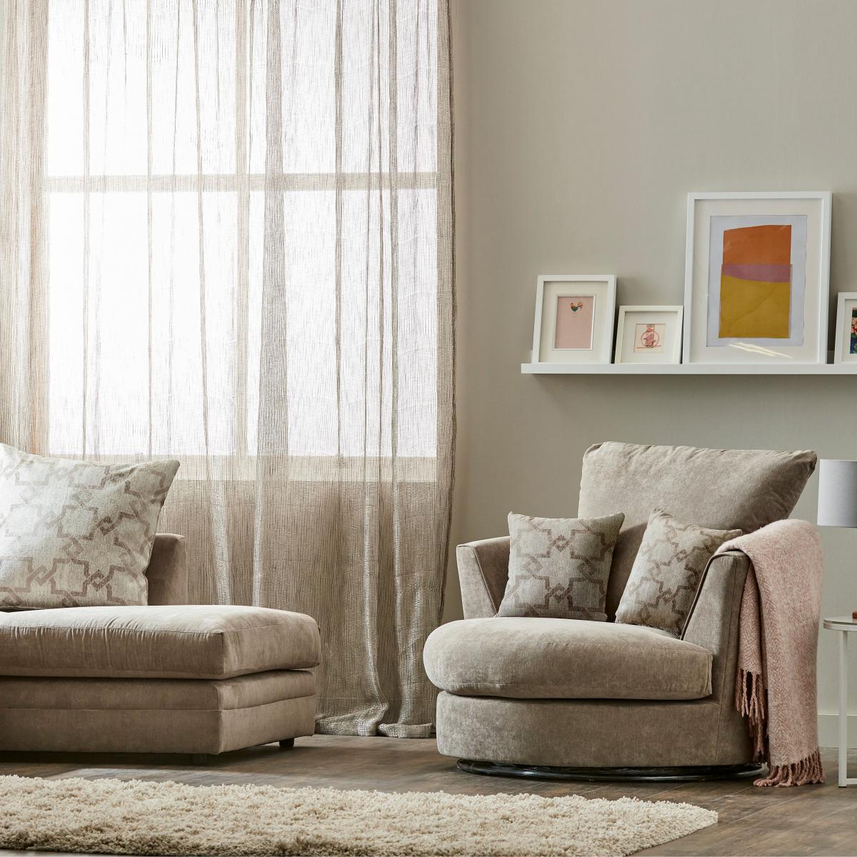 Washington Fabric Swivel Chair Stone – image 2