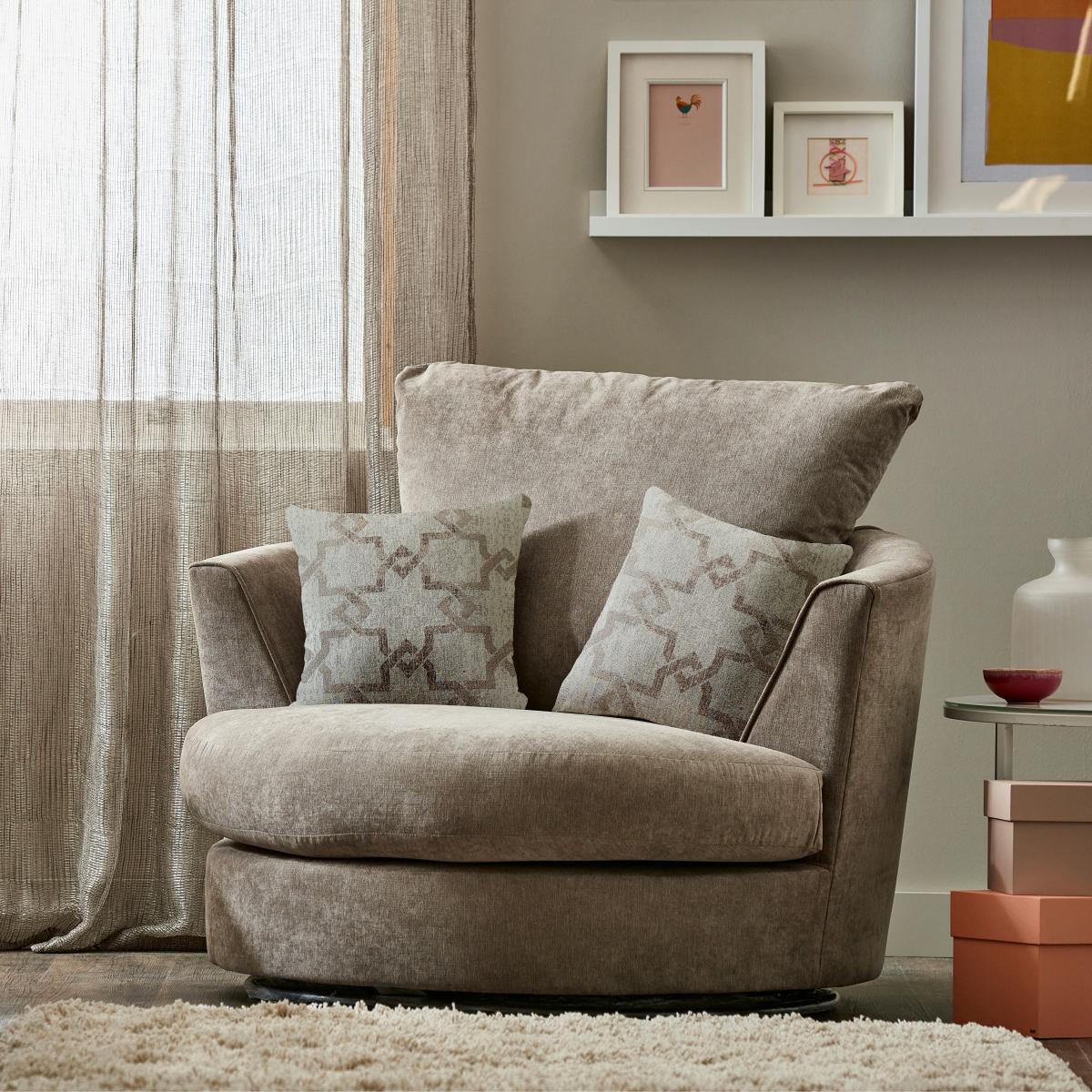 Washington Fabric Swivel Chair Stone – image 1