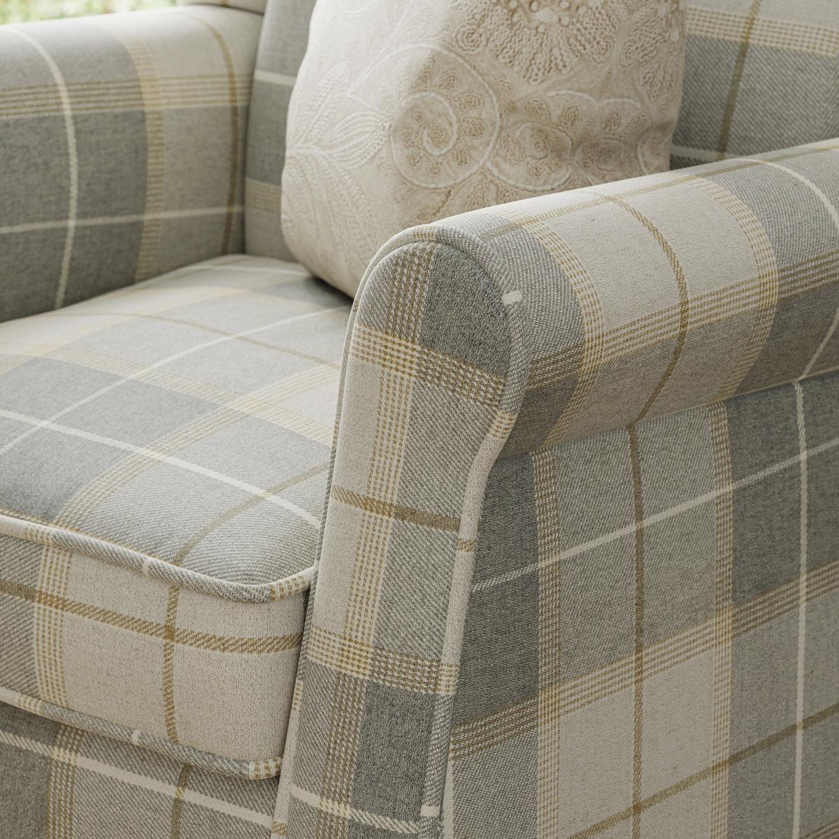 Oswald Padded Pushback Check Armchair Grey – image 4