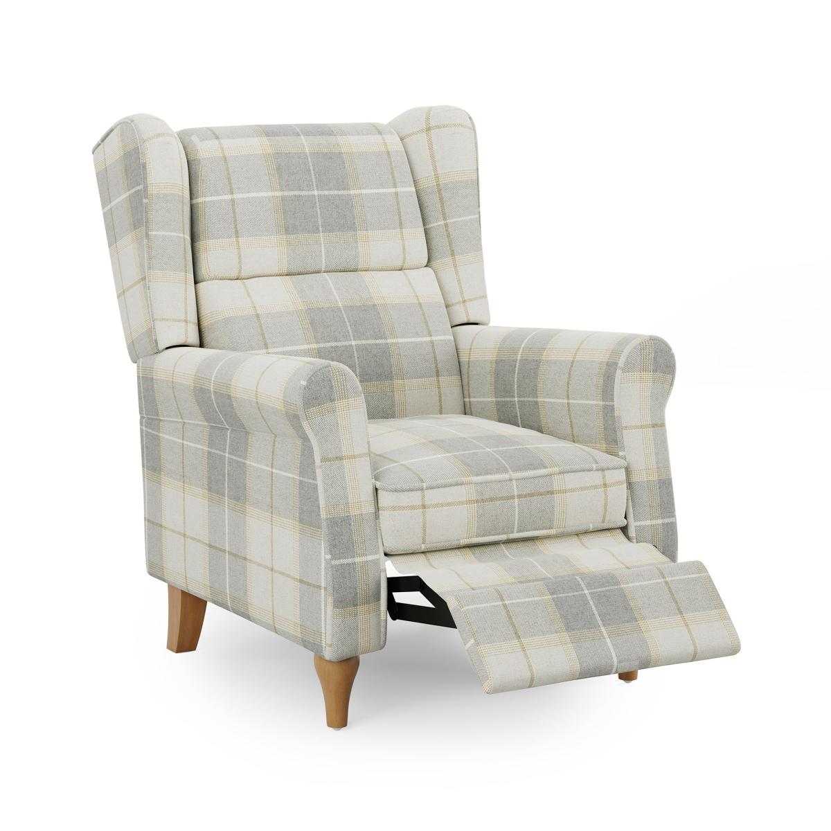 Oswald Padded Pushback Check Armchair Grey – image 7