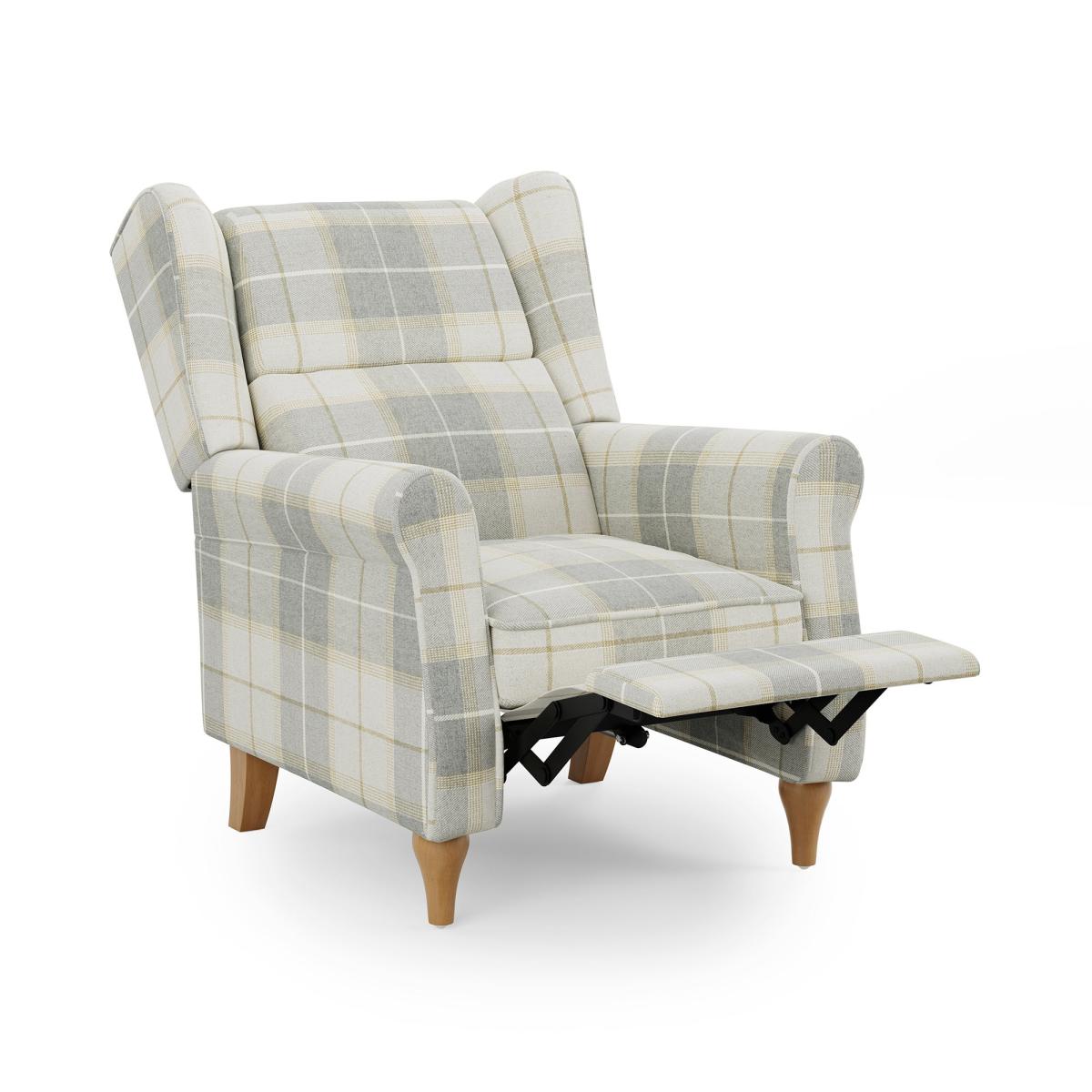 Oswald Padded Pushback Check Armchair Grey – image 8