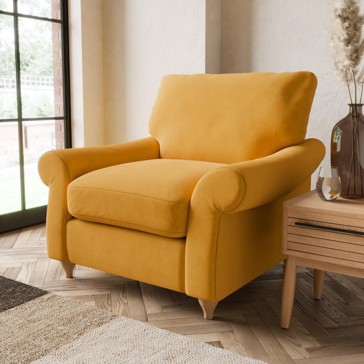 Salisbury Luxury Velvet Armchair Luxury Velvet Old Gold – image 1