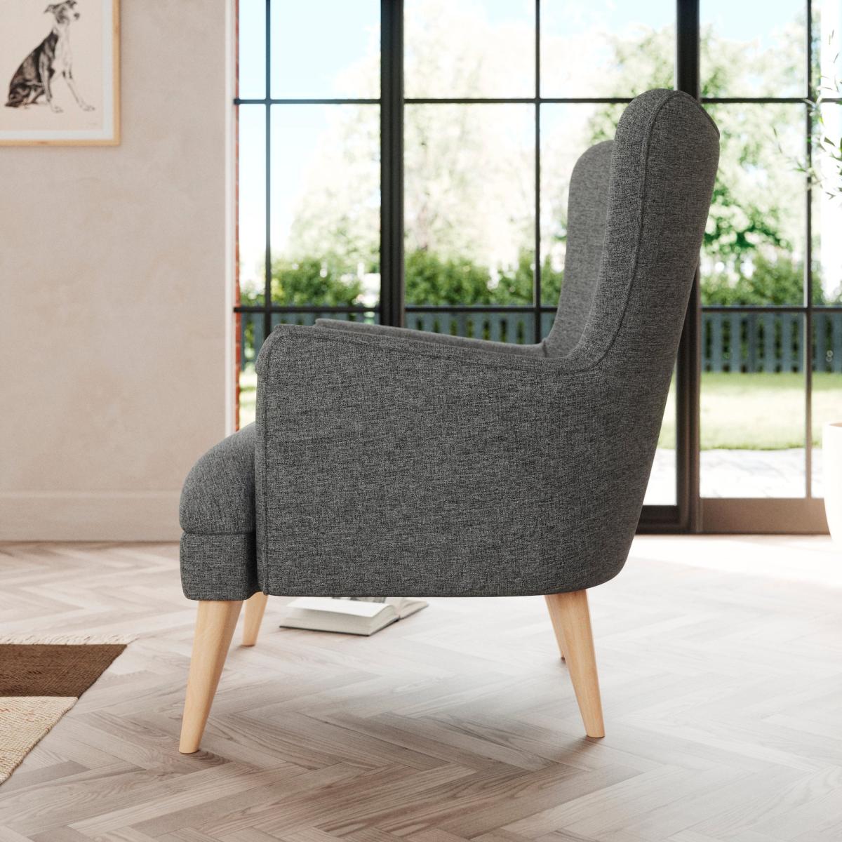Marlow Wing Chair Tonal Weave Charcoal – image 3