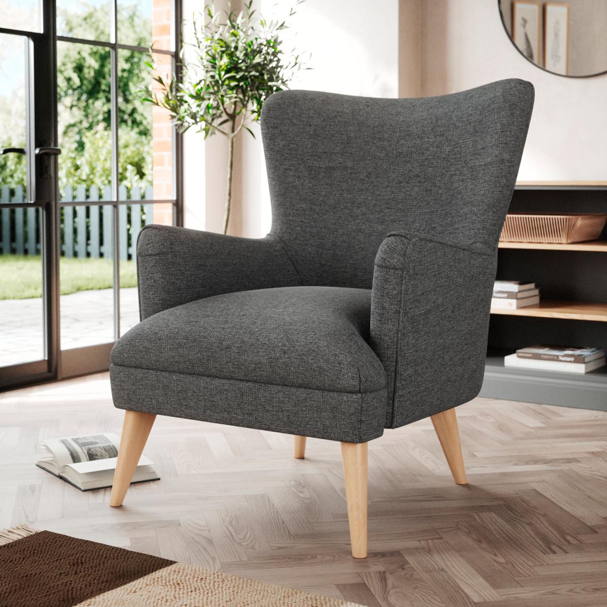 Marlow Wing Chair Tonal Weave Charcoal – image 1