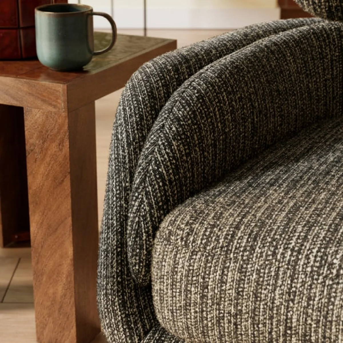 Pelham Woolly Boucle Striped Wing Armchair – image 4