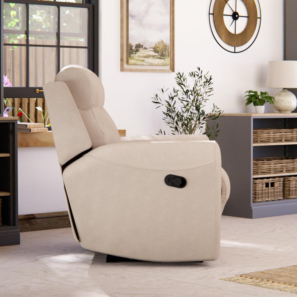 Wareham Manual Recliner Armchair Chenille Sand – image 4