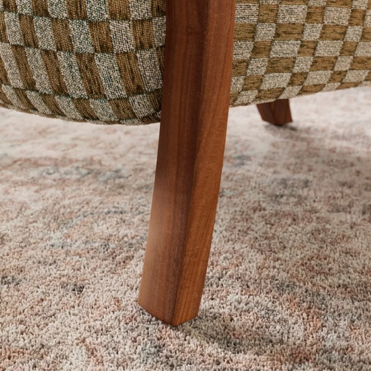 Clara Checkerboard Chenille Wooden Arm Accent Chair – image 5