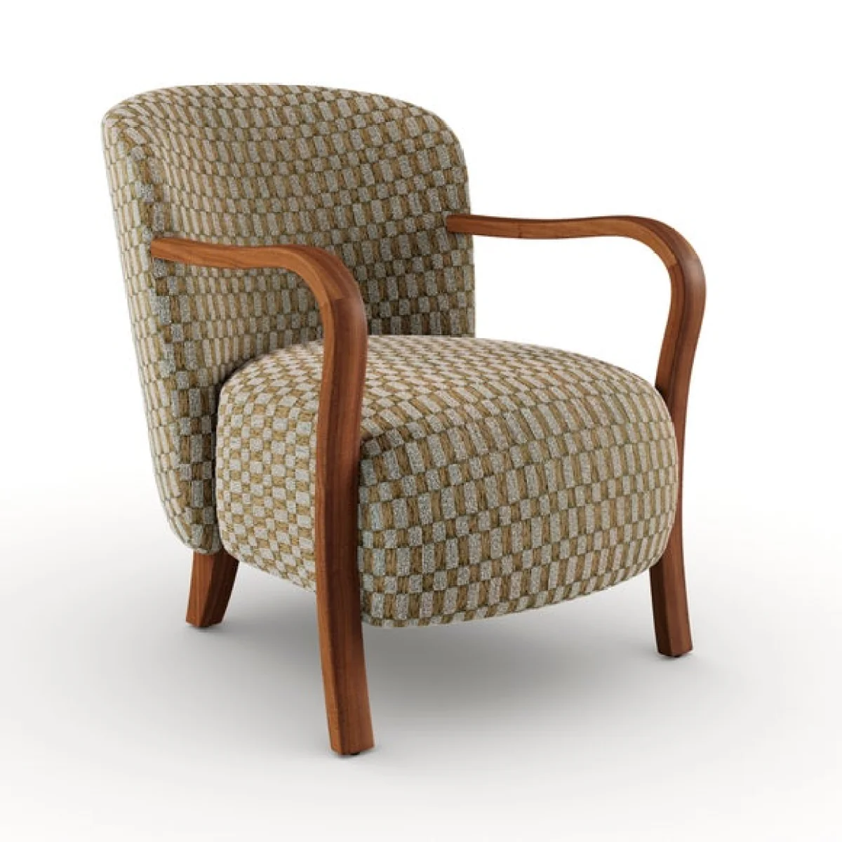 Clara Checkerboard Chenille Wooden Arm Accent Chair – image 7
