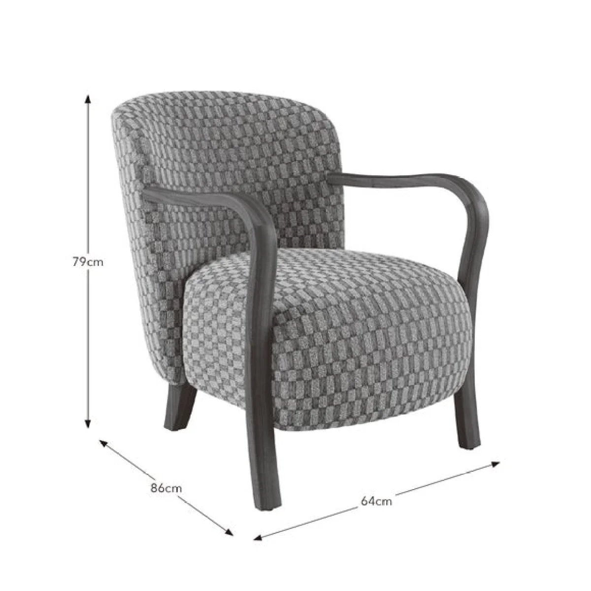 Clara Checkerboard Chenille Wooden Arm Accent Chair – image 8