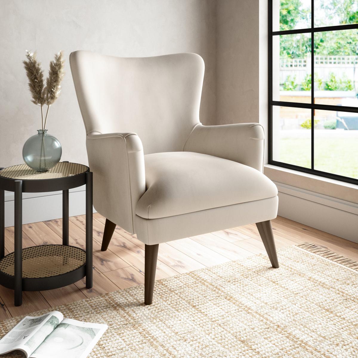 Marlow Luxury Velvet Armchair Luxury Velvet Natural – image 1
