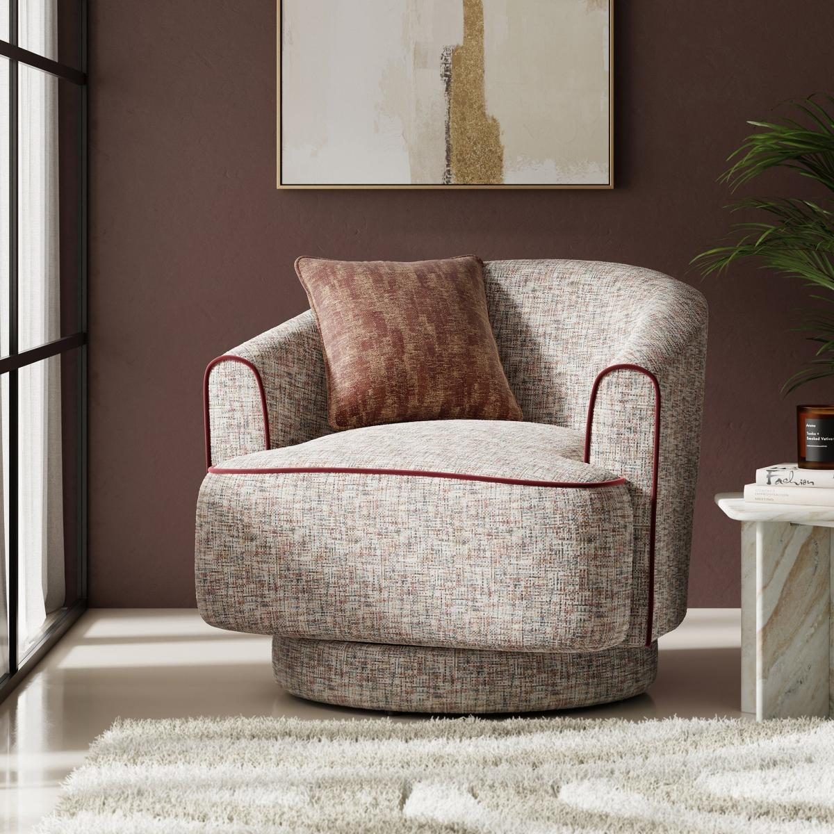 Carmen Chenille Curved Swivel Chair – image 2