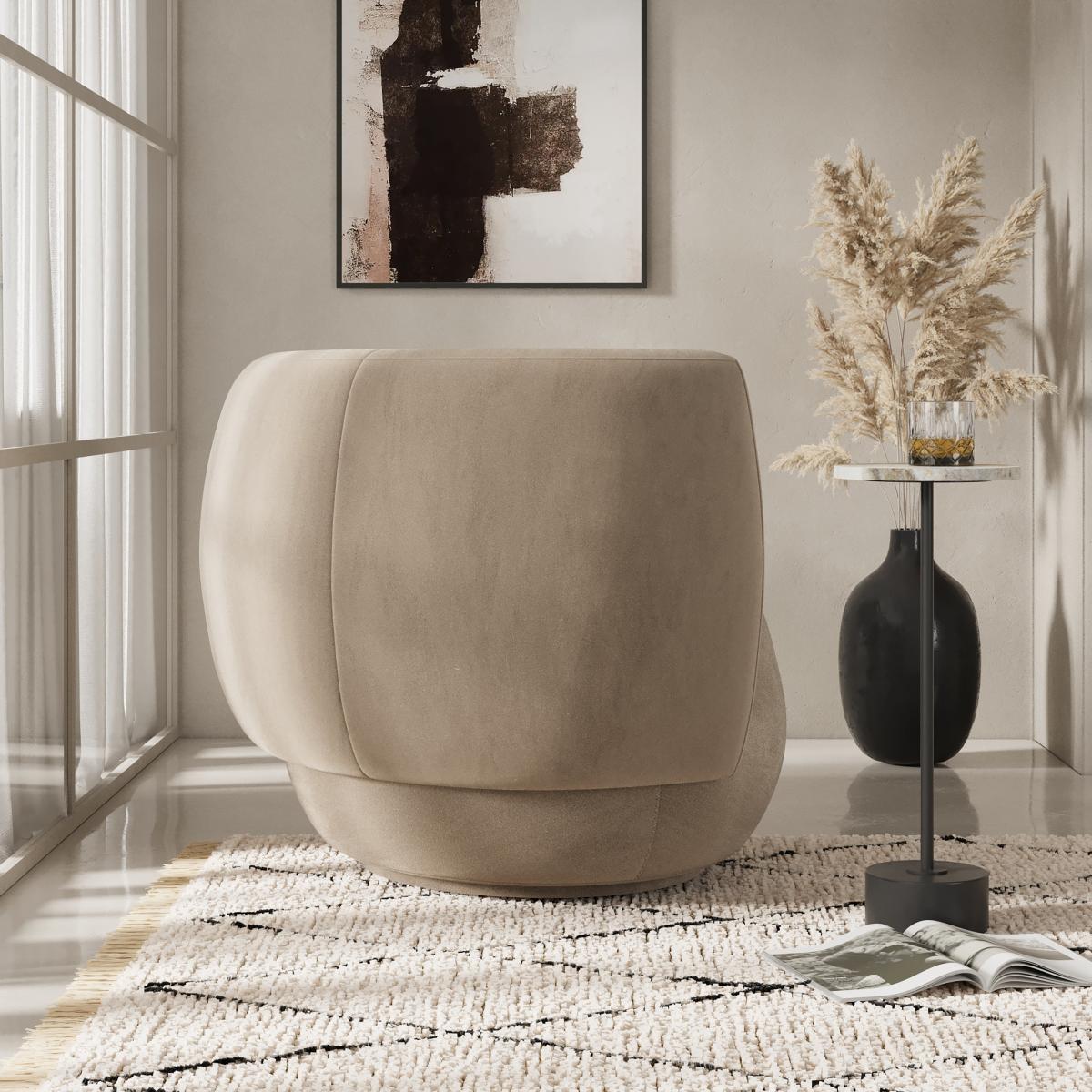 Lozenge Swivel Occasional Chair Velvet Mink – image 2