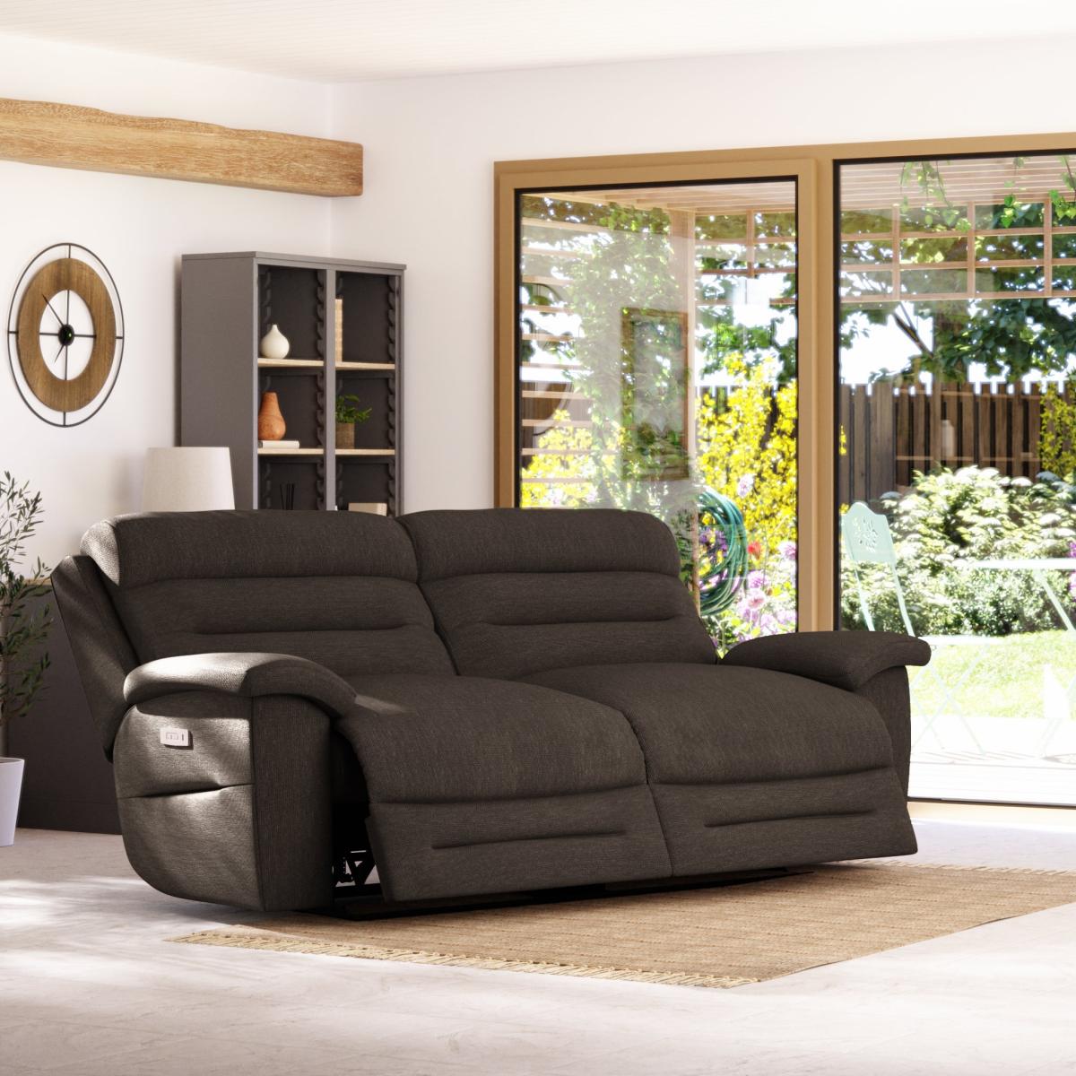 Lulworth 3 Seater Power Recliner Sofa Honeycomb Chenille Coco – image 2