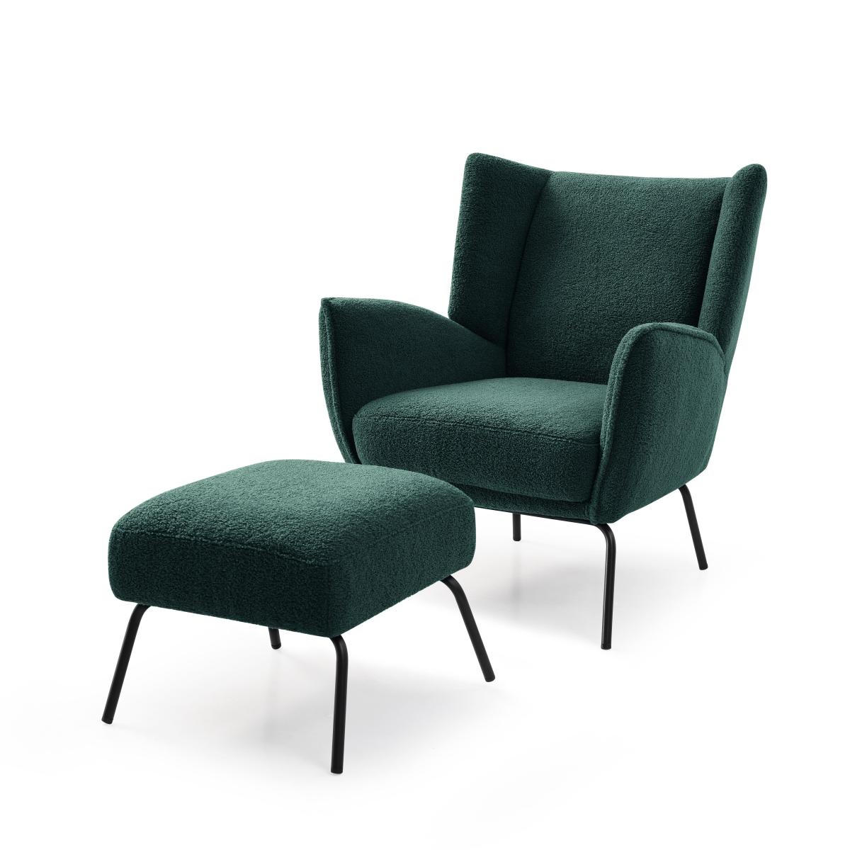 Hana Sherpa Chair with Footstool Forest (Green) – image 2
